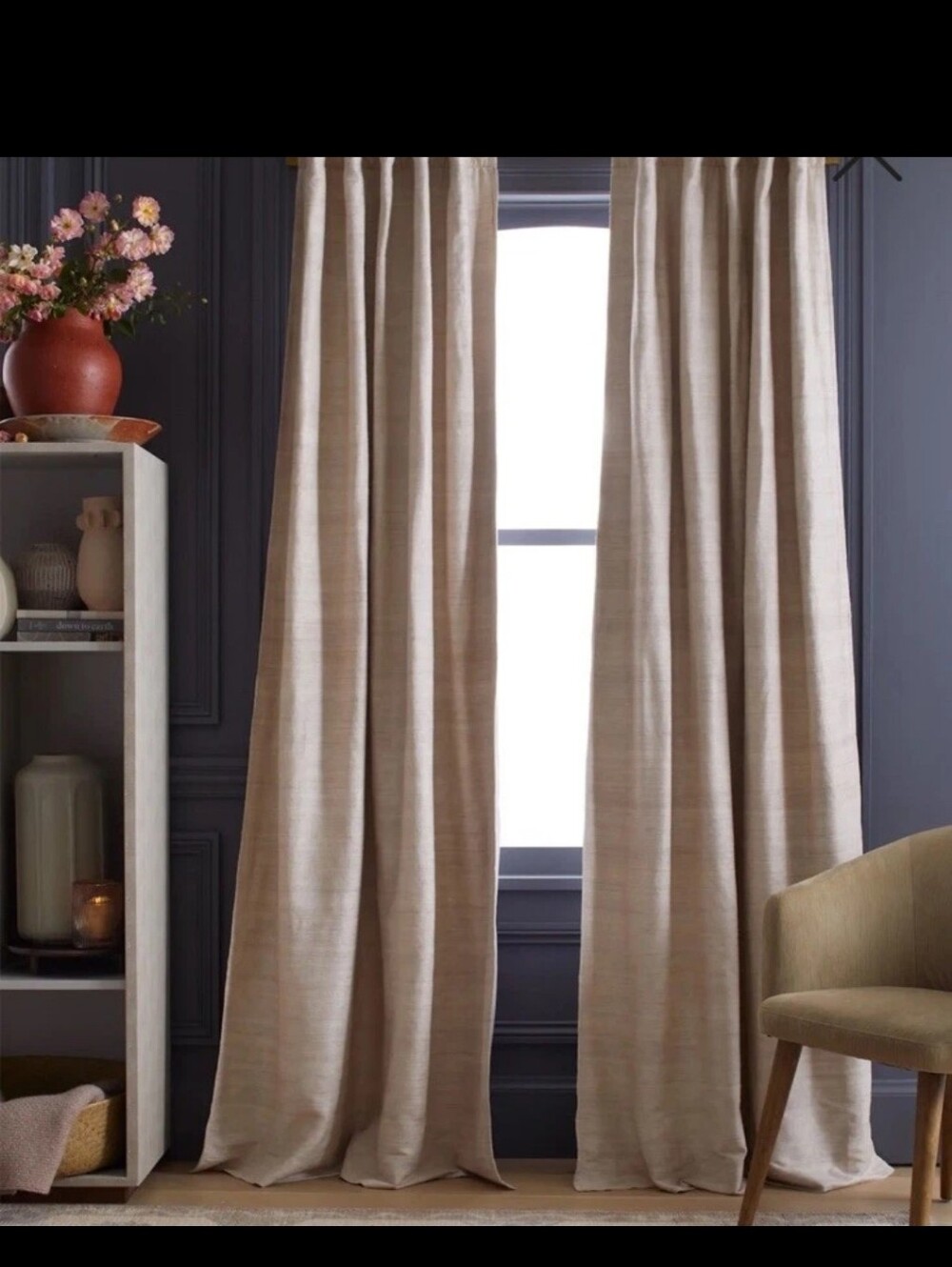 Quince Raw Silk True Blackout Curtain Panel 48x84 Ivory Single 48"×84"
